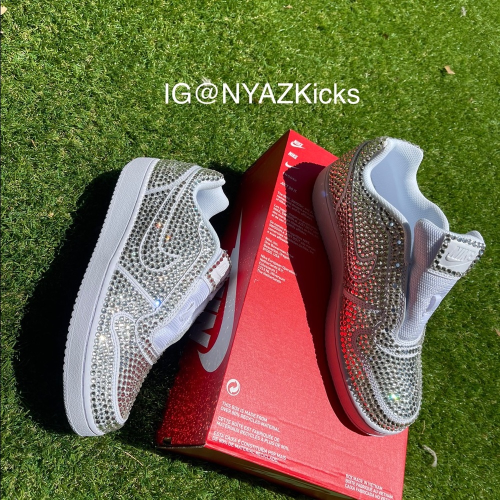 Custom ebernon Nike sneakers mens sz 7 womens sz 8.5 Swarovski crystal